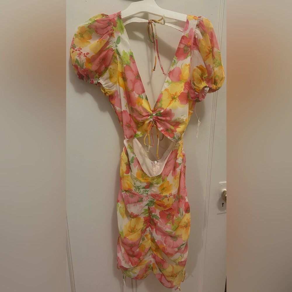 Isalis floral cut out dress backless
